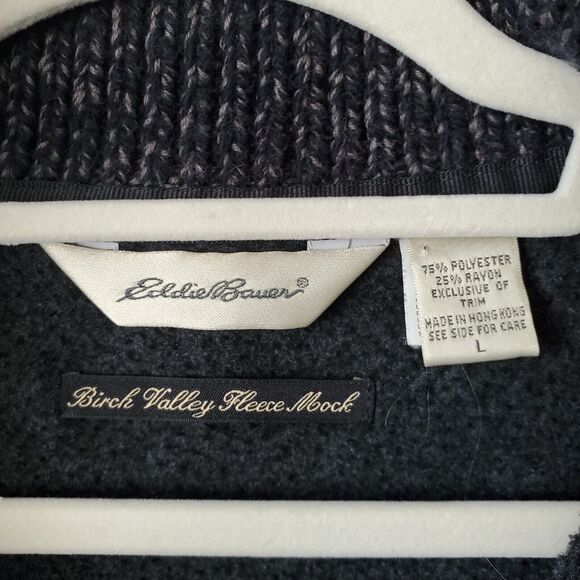 Vtg Y2K Eddie Bauer Women Gray Fleece Sweater L Birch Valley Gorp Outdoors Cozy - Picture 6 of 11